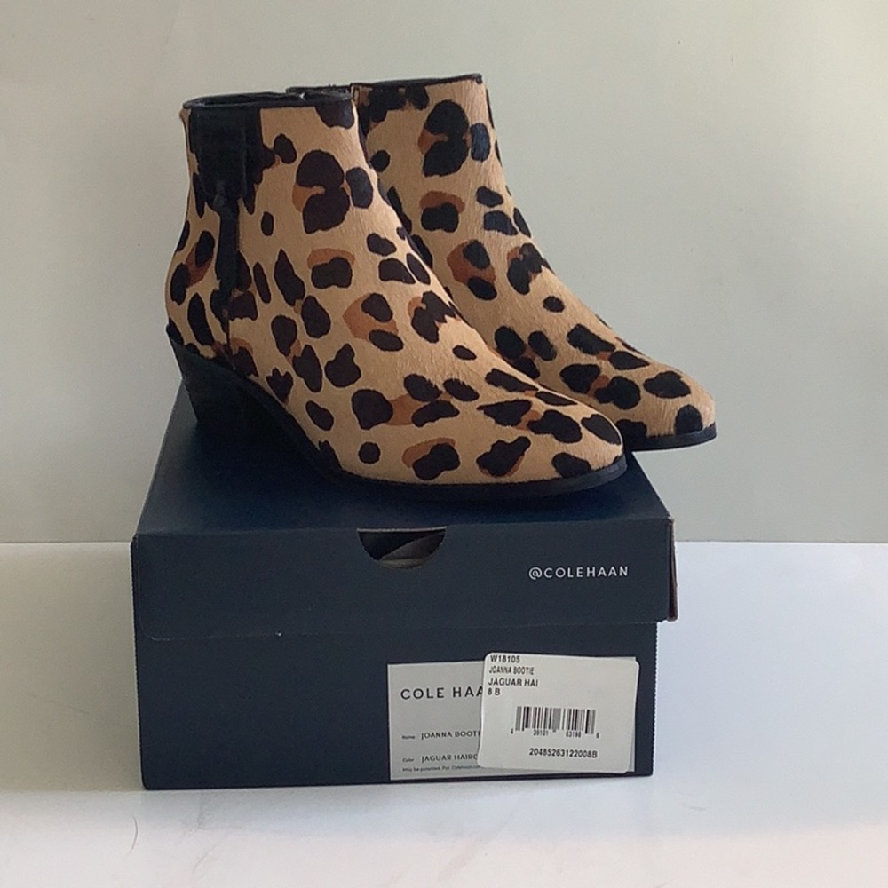 Cole Haan Joanna Bootie Hair-calf Jaguar Print size 8